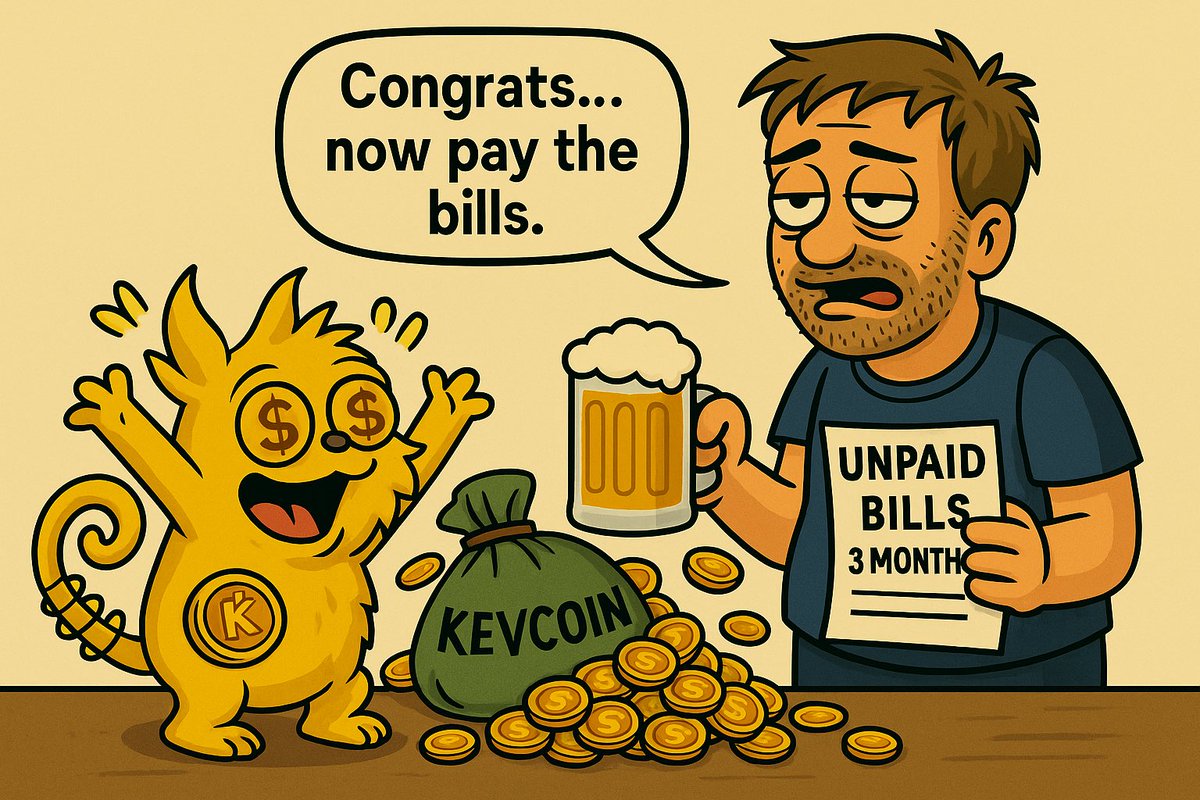 KevCoin_'s tweet photo. EP9: Goldtail celebrates his big win 🪙🎉 …until Kev shows up with 3 months of unpaid bills 🍺📄 Coins start slipping away fast. From moon riches to reality check in seconds! 🚀 #KEVCoin #Goldtail #Bitcoin https://t.co/4zsHAJXsj0