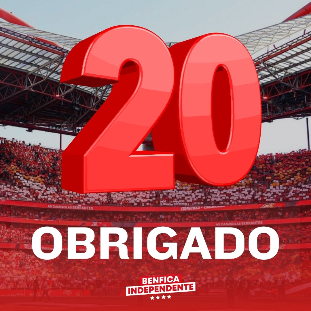 Benfica Independente (@slbindependente) on Twitter photo Atingimos o bonito número de 20 mil seguidores no YouTube. Obrigado a todos que nos acompanham nesta jornada. 
Viva o BENFICA! Atingimos o bonito número de 20 mil seguidores no YouTube. Obrigado a todos que nos acompanham nesta jornada. 
Viva o BENFICA!