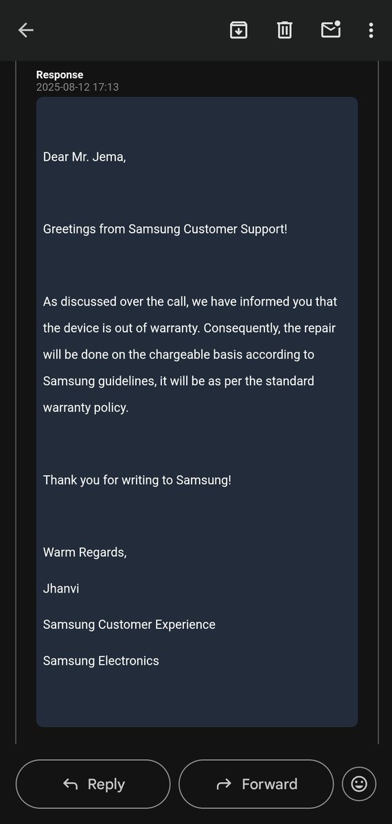 VoiceForTruth_'s tweet image. I choose Samsung for quality and trust. Within 2 years, my Galaxy F54 developed a green line without any damage. Instead of support, I got wrong info &amp;amp; a ₹7K bill. Is this how loyal customers are treated? @SamsungIndia @SamsungMobile #GreenLineIssue #SamsungSupport