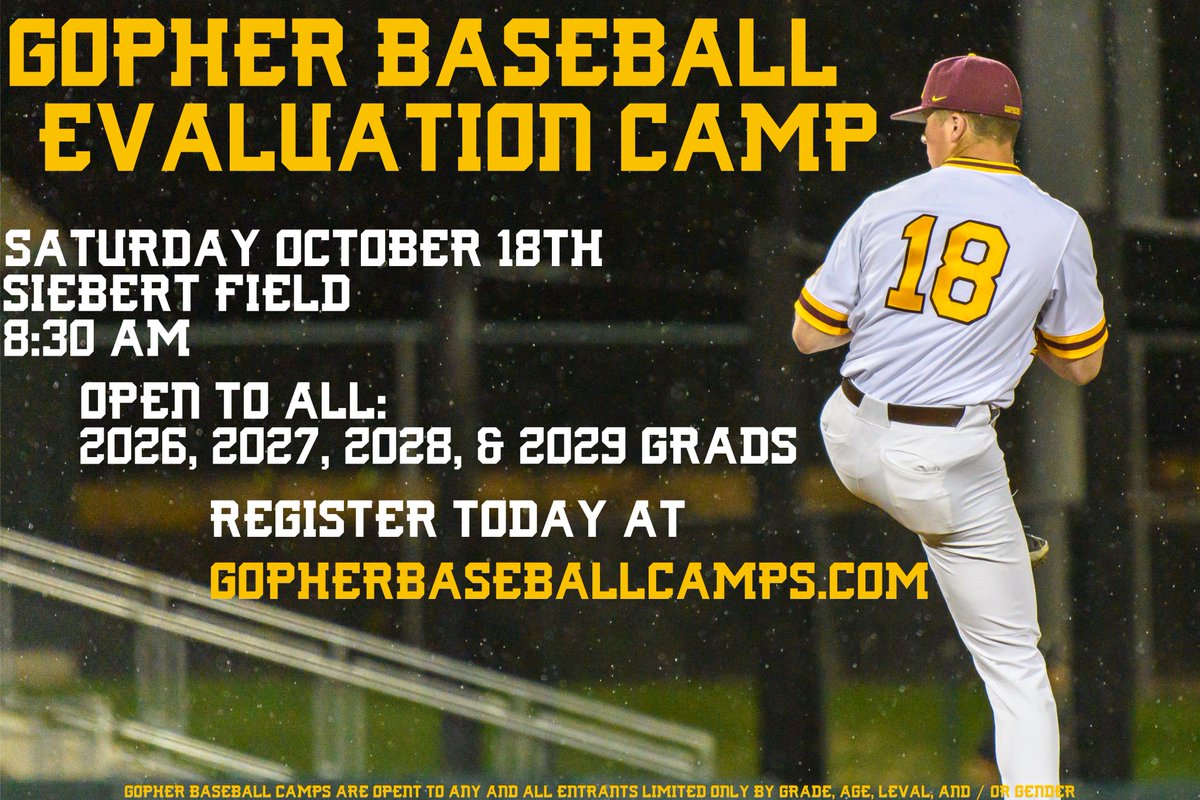 🚨 2026-2029 HIGH SCHOOL GRADS 🚨

Sign up today for our Fall HS Evaluation Camp on Saturday, October 18!

🔗: z.umn.edu/al8a