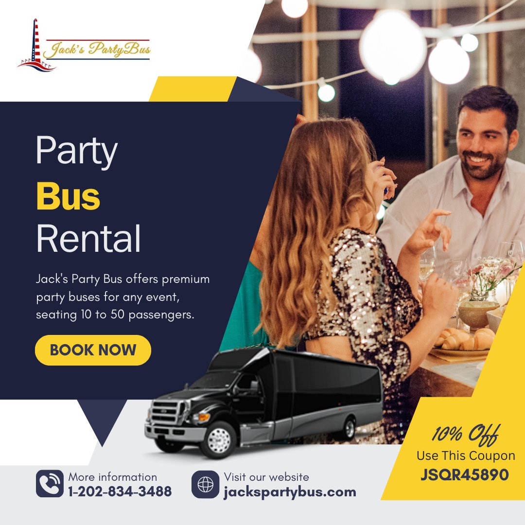 JacksPartyBus2's tweet photo. Turn your celebration into a rolling party with Jacks Party Bus Rental
From proms to birthdays and everything in between – we’ve got the ride for you.
1-202-834-3488 |  https://t.co/NvjxI7m4Bd
Save 10% with code JSQR45890 – Book now and party in style
#PartyBusFun #JacksPartyBus https://t.co/eGhcSE7swv