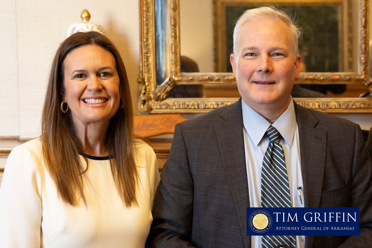 Attorney General Tim Griffin (@agtimgriffin) on Twitter photo Happy birthday to Governor <a href="/SarahHuckabee/">Sarah Huckabee Sanders</a> Sanders! It is an honor to serve alongside you as we strengthen the great State of Arkansas. #arnews #arpx Happy birthday to Governor <a href="/SarahHuckabee/">Sarah Huckabee Sanders</a> Sanders! It is an honor to serve alongside you as we strengthen the great State of Arkansas. #arnews #arpx