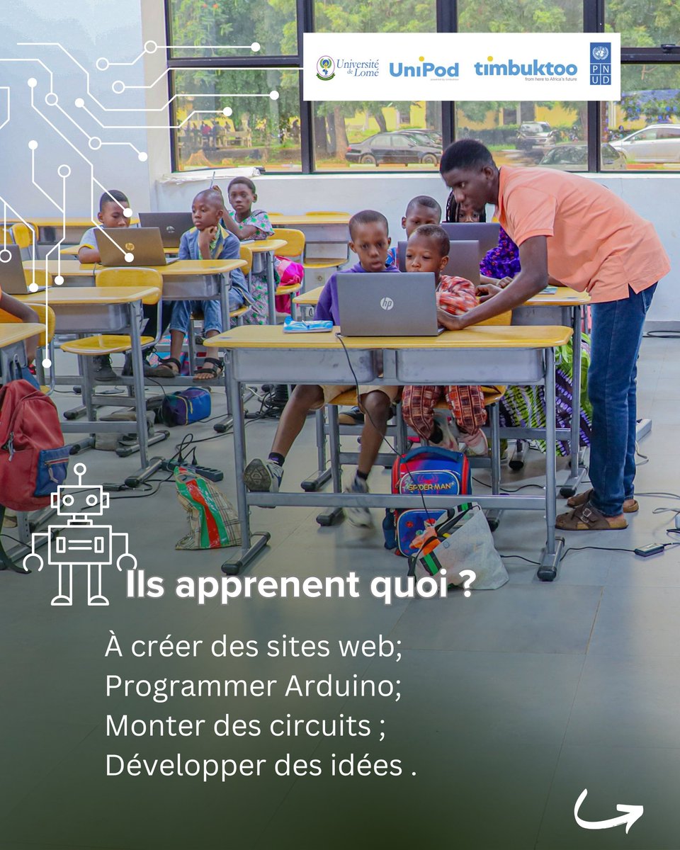 PnudTogo's tweet photo. #DeviPreneur #EducationNumerique #EnfantsCodeurs #VacancesUtiles #STEM #Arduino #WebDevelopment #Entrepreneuriat #InnovationJeunesse #UniPodLome https://t.co/vDZsorch7Q