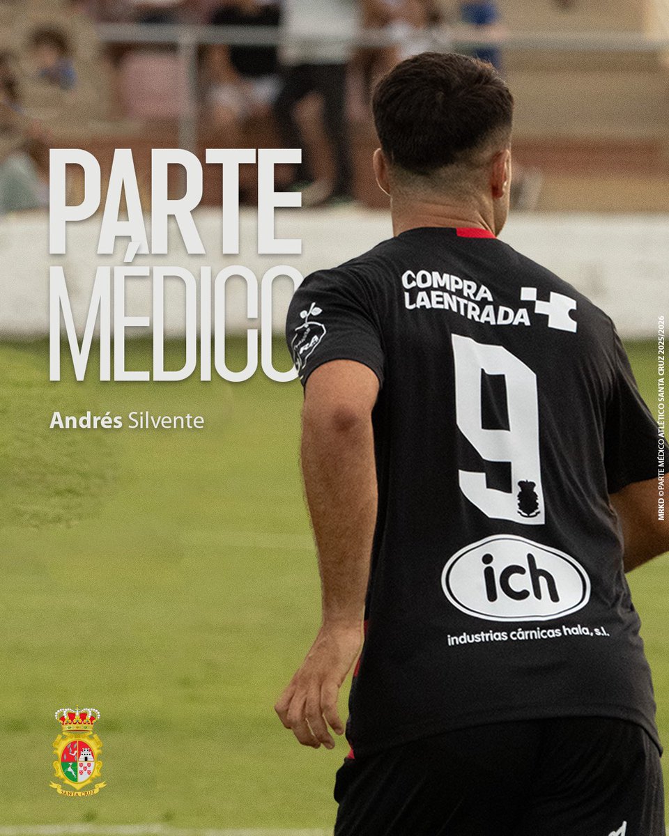 🚑 𝐏𝐀𝐑𝐓𝐄 𝐌𝐄́𝐃𝐈𝐂𝐎 | Andrés Silvente sufre una rotura total de su tendón de Aquiles. Será operado el viernes 22 por el Dr. Carlos Navío Serrano. 

¡Mucho ánimo, <a href="/andresilver99/">Andrés.</a>! 💪