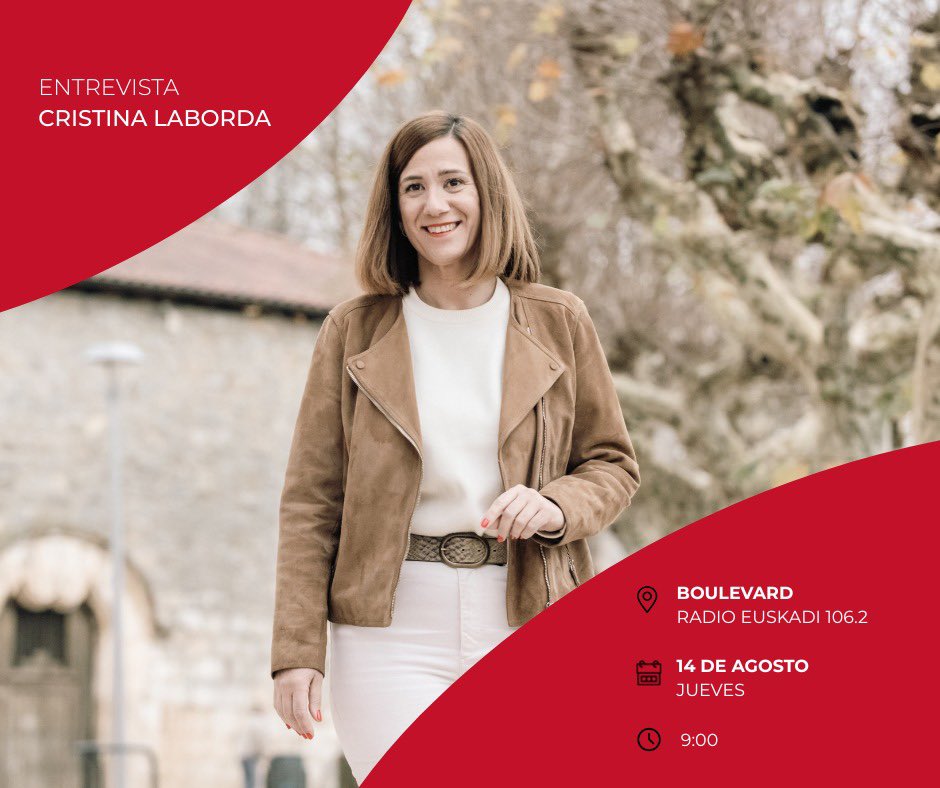 Cristina Laborda (@c_laborda) on Twitter photo Bihar irratian izango naiz zuzenean!
Mañana estaré en directo en <a href="/radioeuskadi/">Radio Euskadi</a> en el programa Boulevard a las 9h00.
Hablaré de temas de actualidad pero sobre todo de lo que más me gusta, Irun!
Podéis seguir la entrevista aquí:
eitb.eus/es/nahieran/ra… Bihar irratian izango naiz zuzenean!
Mañana estaré en directo en <a href="/radioeuskadi/">Radio Euskadi</a> en el programa Boulevard a las 9h00.
Hablaré de temas de actualidad pero sobre todo de lo que más me gusta, Irun!
Podéis seguir la entrevista aquí:
eitb.eus/es/nahieran/ra…
