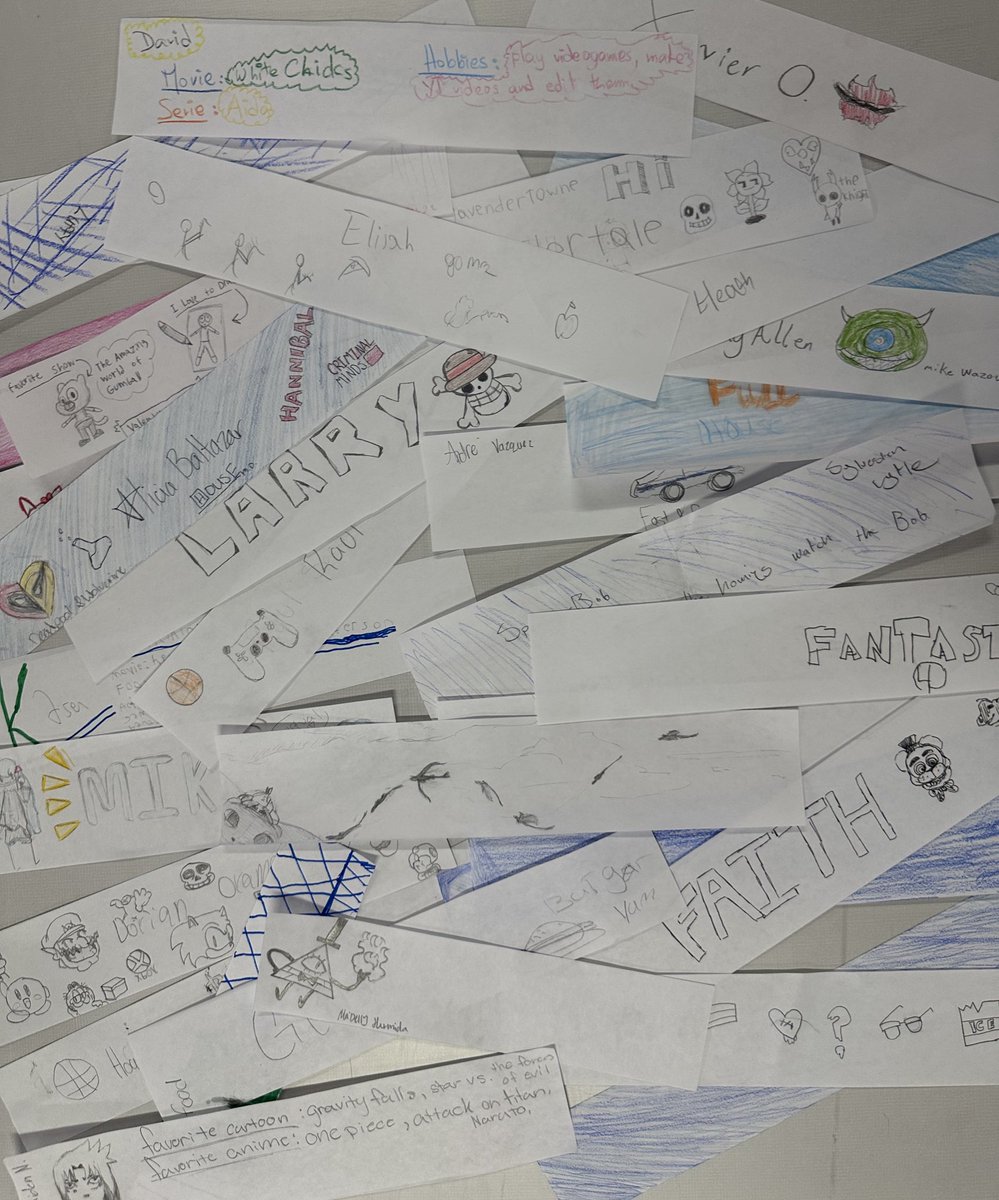 The Digital Media &amp; Animation students went all out with their “about me” art (we’re turning them into class decor) 🎨

&amp; constructing towers made out of paper with facts about themselves! (tallest tower was 19in!) 🦺🚧