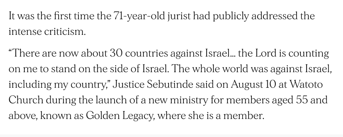 dfertl's tweet photo. Justice Julia #Sebutinde, VP of the #ICC, says #Uganda "disowned" her for siding with #Israel in the #GazaGenocide case brought by #SouthAfrica
A Christo-Zionist, she sees the #Gaza crisis as a sign of the "End Times" & says God wants her to support Israel
https://t.co/nxafgCjpH1 https://t.co/HrYnMOjpm1