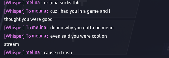 yesterday I said the community sucks. someone replied and said to just "mute everyone". even if i mute everyone this is the kind of crap i get in my DMs for winning a game. let's just admit that the player base is awful, yeah?