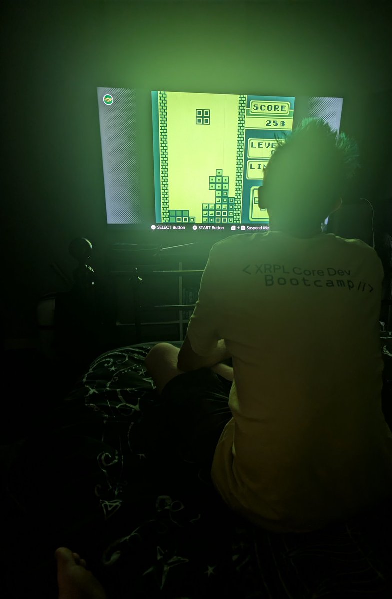 No matter how hard he's working or how focused he is, I can always find ways to distract 🤣 (not what most people would think) 
#retrogames #tetris #nerd