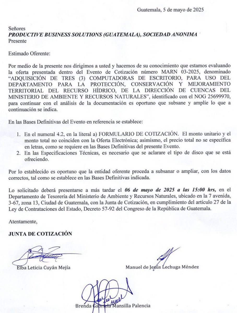 ElQuetzalNews's tweet photo. 🚨ROBO DESCARADO🚨
La ministra de Ambiente Patricia Orantes “compra” 3 computadoras por Q150 MIL 
En el mercado NO pasan de Q8 mil c/u. El Acuerdo Ministerial 315-2025 beneficia a Productive Business Solutions S.A. ¡Corrupción a todo color!
#Guatemala #Corrupcion #NoMasRobos https://t.co/ww4XdfQplG