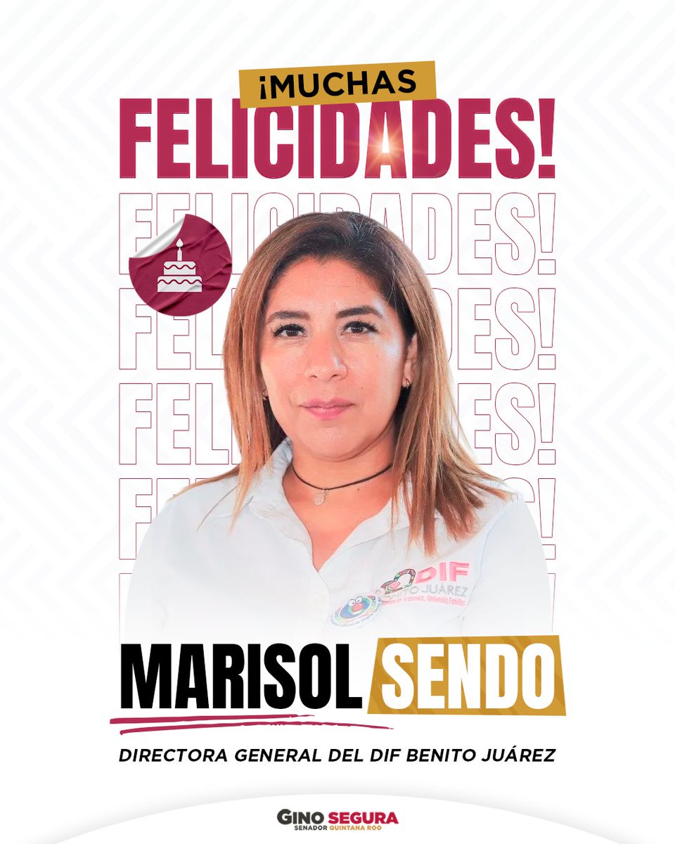 Gino Segura (@ginosegurav) on Twitter photo 🎉 ¡Feliz cumpleaños, Marisol Sendo! 🎂 Que este nuevo año traiga mucha salud, alegría y logros. Que sigan los éxitos al frente del <a href="/DIF_Cancun/">DIF Benito Juárez</a>, siempre en beneficio de las familias del municipio. 🎉 ¡Feliz cumpleaños, Marisol Sendo! 🎂 Que este nuevo año traiga mucha salud, alegría y logros. Que sigan los éxitos al frente del <a href="/DIF_Cancun/">DIF Benito Juárez</a>, siempre en beneficio de las familias del municipio.