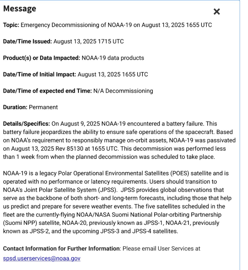 Goodbye, NOAA-19