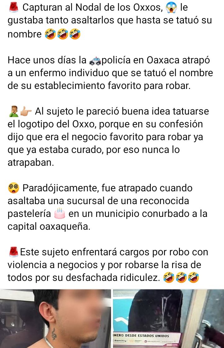 DulceEnTodo's tweet photo. Este ratero pensó que era buena idea tatuarse el logo del negocio que era “su cliente” para robarle. 🤦🏻‍♀️

¡Eso cuenta como publicidad @Tiendas_OXXO! 🤣

@Ari7891_ @BeanaNova @Illescasmx01 @OscarMandujanoG @luzdlourdes @plesiosaurio72 @Cangrejito72 @FernandoValCar @Judoso2 https://t.co/rT5Bd7QNwP