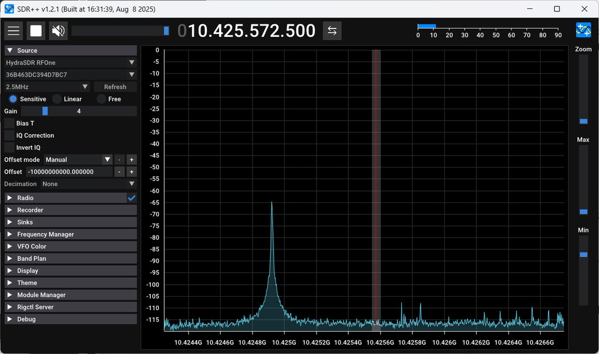 If you don't have a SDR or spectrum analyzer to check signals above 6GHZ, an affordable option is to use a downconverter (not suitable for precise measurement, but good enough for basic checks)

Here I'm using HydraSDR RFOne to check a X band (10 GHZ) signal.