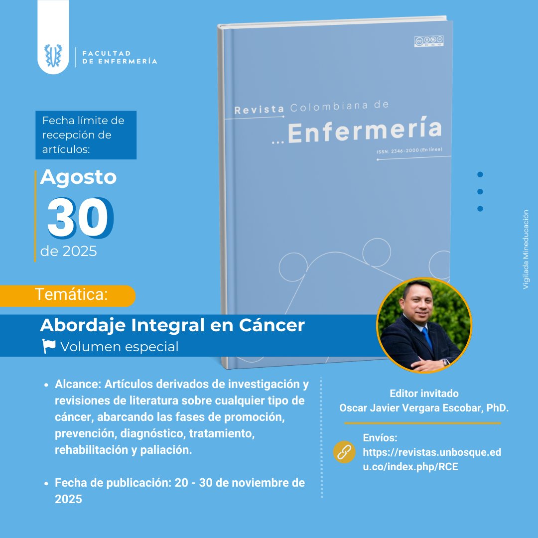 📝 ¡No olviden que seguimos en convocatoria abierta!

La Revista Colombiana de Enfermería les invita a ser parte de su próxima edición ¡Envíen y compartan sus artículos antes del 30 de agosto!🔥

Pueden enviar sus artículos aquí: revistas.unbosque.edu.co/index.php/RCE

#Investigación #RCE