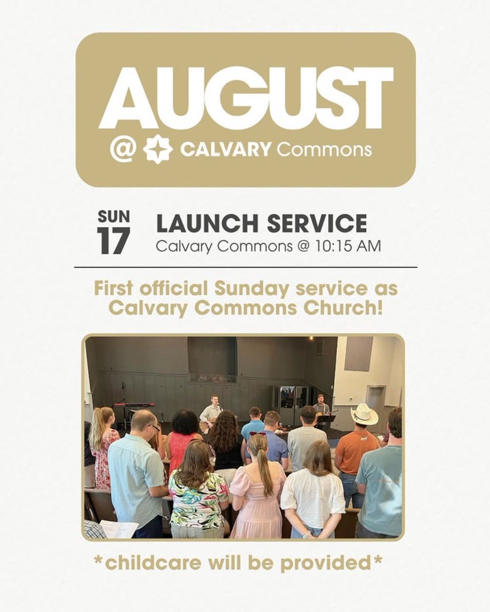 This is so exciting…please pray for our newest church replant, Calvary Commons in Knoxville, TN, as they officially launch this coming Sunday the 17th at 10:15am. 

You can get more information on this great church at…

calvarycommons.com