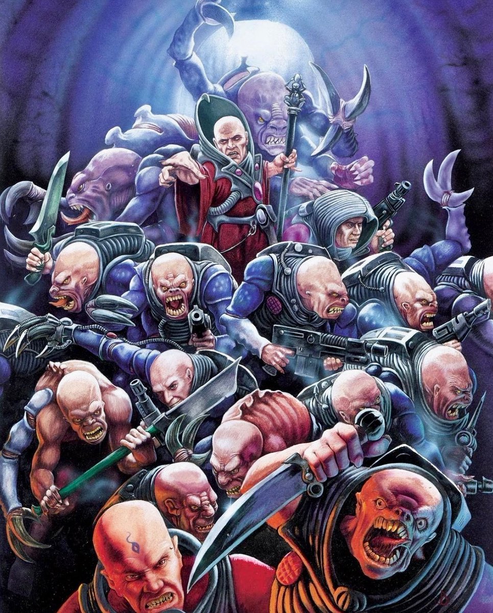 One of the greatest bits of Genestealer art. This one By Dave Gallagher. I LOVE the colours used in this piece. Probably one of the best looking army’s in all of early Warhammer 40k. It’s so good!
.
#oldhammer #art #warhammercommunity #warhammer #warhammer40k #40k