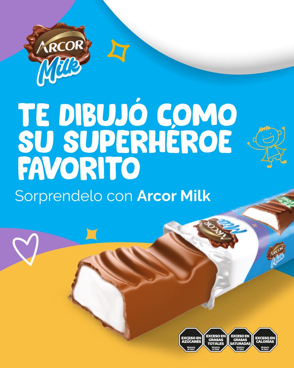 Lo menos que podés hacer es darle una barrita que le dibuje una sonrisa de héroe.
Sorprendelo con #ArcorMilk💙