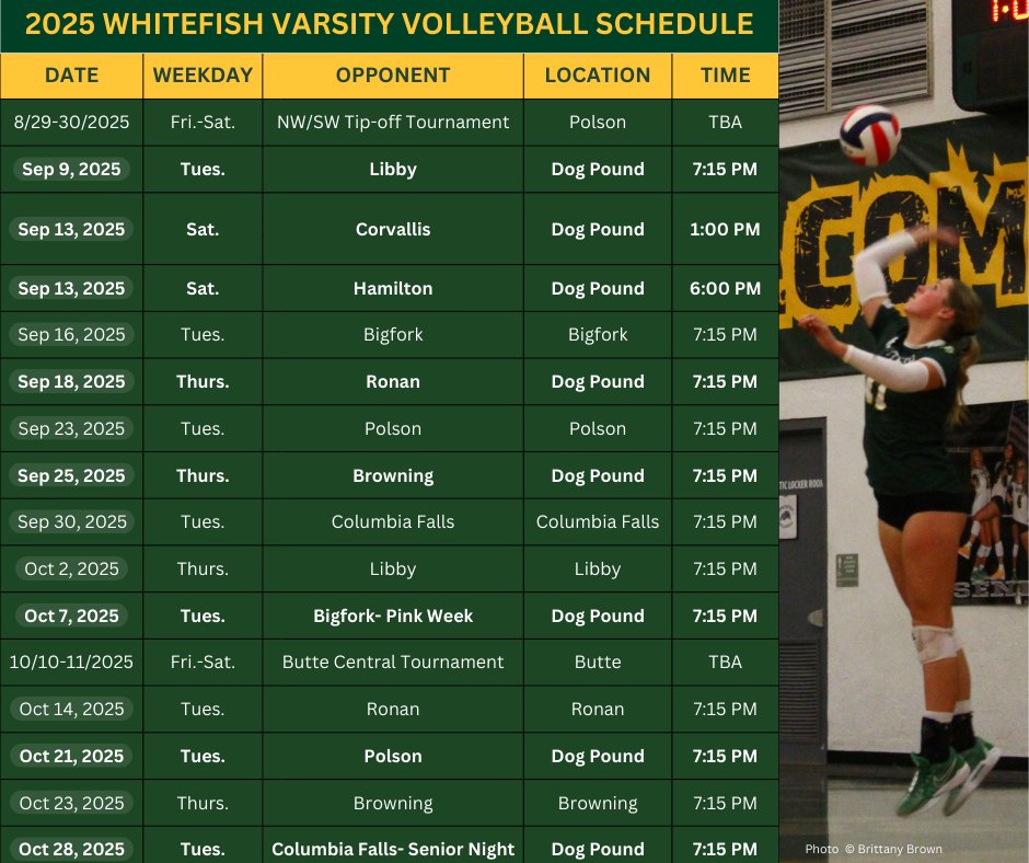 The full 2025 Whitefish High School Falls Sports Schedules are out. Practice begins this week for all teams. More can be found here: 1027outlaw.com/news/sports/wh… #Whitefish #WHS #Bulldogs #WhitefishBulldogs #mtsports #mtpreps