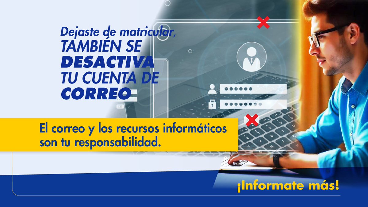 Después de un año sin matricular, los accesos institucionales serán desactivados para proteger la información de la UNED y asegurar su buen uso.
El correo y recursos informáticos son tu responsabilidad.

➡️uned.ac.cr/docencia/image…

➡️uned.ac.cr/docencia/image…