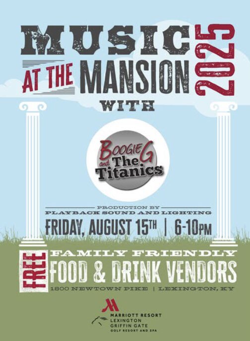 Who’s ready for Boogie G and the Titanics this Friday??  We’re hoping for a big crowd. So grab your lawn chairs, blankets, kids, neighbors and come on!