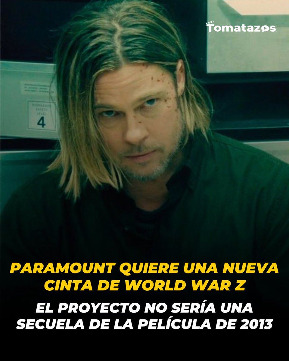 BREAKING 🚨¡Tendría una nueva cinta! 😱 #Paramount quiere continuar su franquicia de #WorldWarZ con una nueva película, la cual no sería una secuela de la cinta de 2013 sino una nueva historia ambientada en este universo de zombies 🧟‍♂️