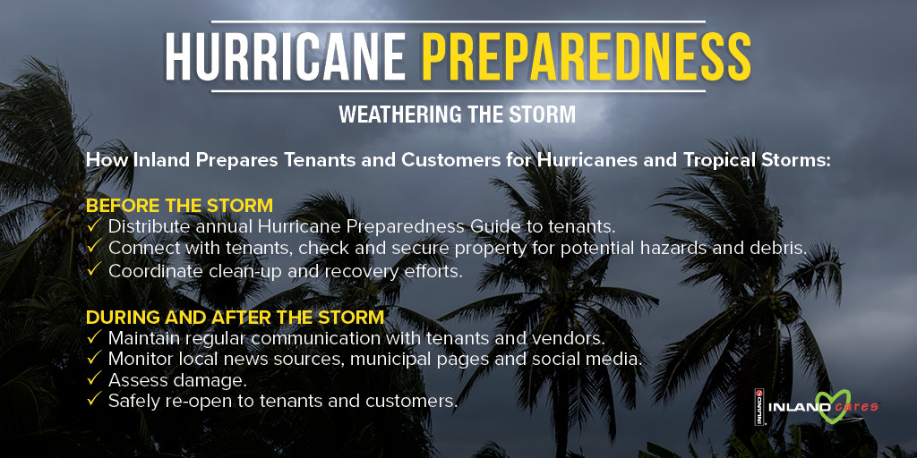 Tropical storm &amp; hurricane season is upon us, &amp; we are implementing every effort to prioritize the safety of our tenants &amp; customers. Leading up to a storm, our team is working diligently to secure the premises: tinyurl.com/4y65ftyb