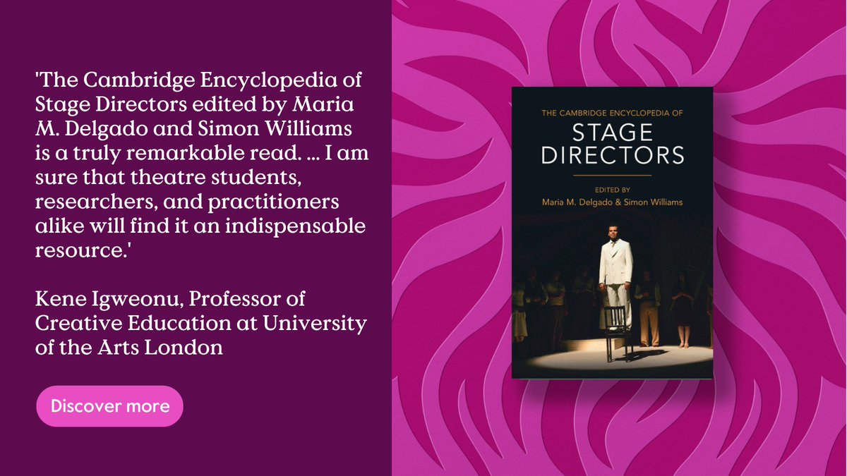 CUP_LitPerform's tweet photo. 🎭 The Cambridge Encyclopedia of Stage Directors
1000+ entries on visionary directors shaping global theatre. Essential for makers, scholars & students
Ed. Maria M. Delgado & Simon Williams
📘 20% off with code CESD2025
👉 https://t.co/ShFe6QFbCZ
#Theatre #StageDirectors #TheatreStudies