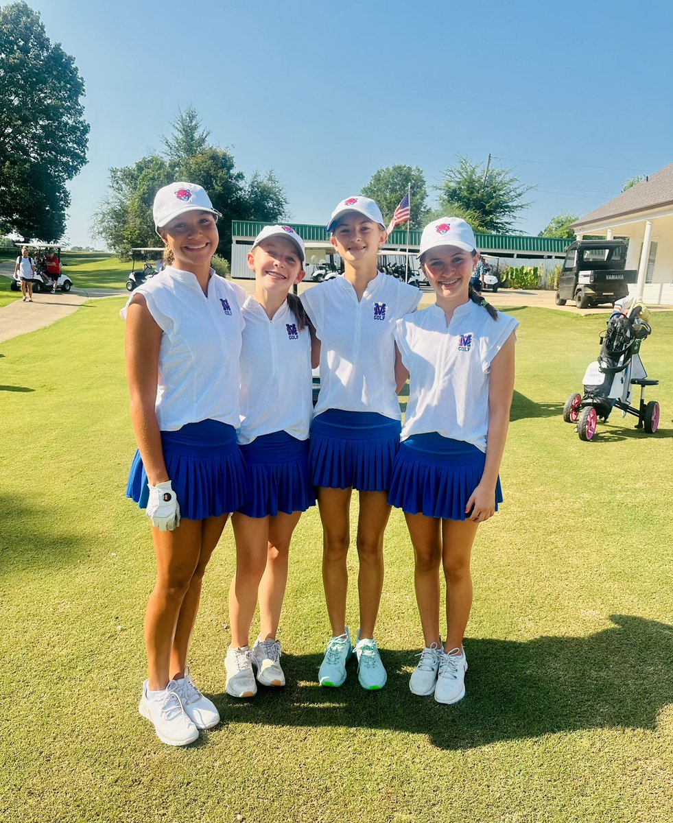 MCLadyJagsGolf's tweet photo. 🏆Our girls took 1st place out of 10 teams at the Mavs Invitational at Whisper Lake, with all five players finishing in the Top 10.
Congratulations to Blake Bayliss, Ivy Kate Thomas, Kate Neely, Lila Taylor, and Rosemary McIntosh!💙🧡
#goladyjagsgolf https://t.co/khHFsGgJTH