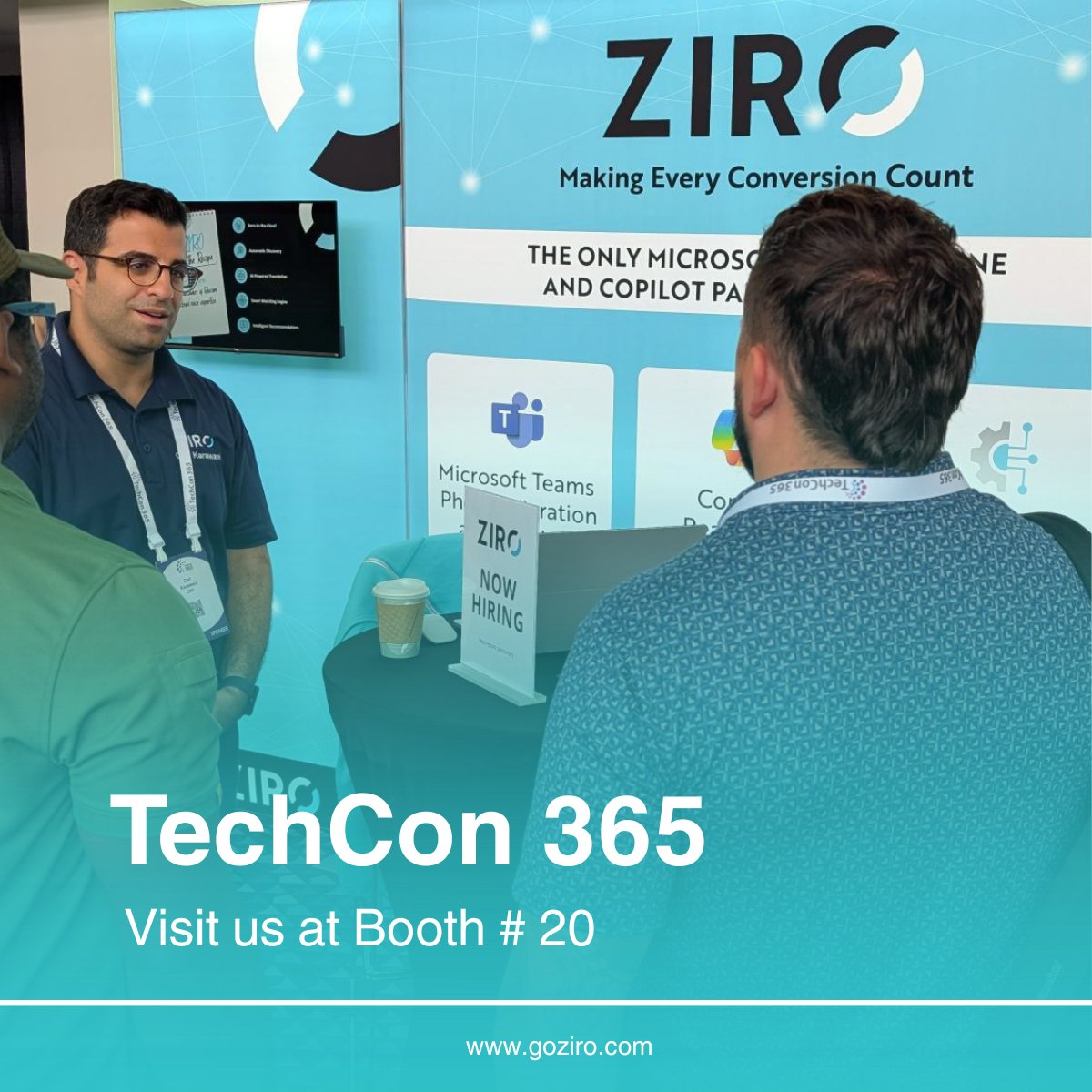 ZIROhassle's tweet photo. Carl and George are at TechCon 365 booth #20 and they're kind of amazing at what they do. Like, suspiciously good.  

Pop by for a quick chat or grab a dedicated session: https://t.co/CP8Jr4UO2T 

#TechCon365 #MicrosoftTeams #CopilotReady #VoiceData #UCaaS  #Copilot #AI https://t.co/CSFkpYeok5