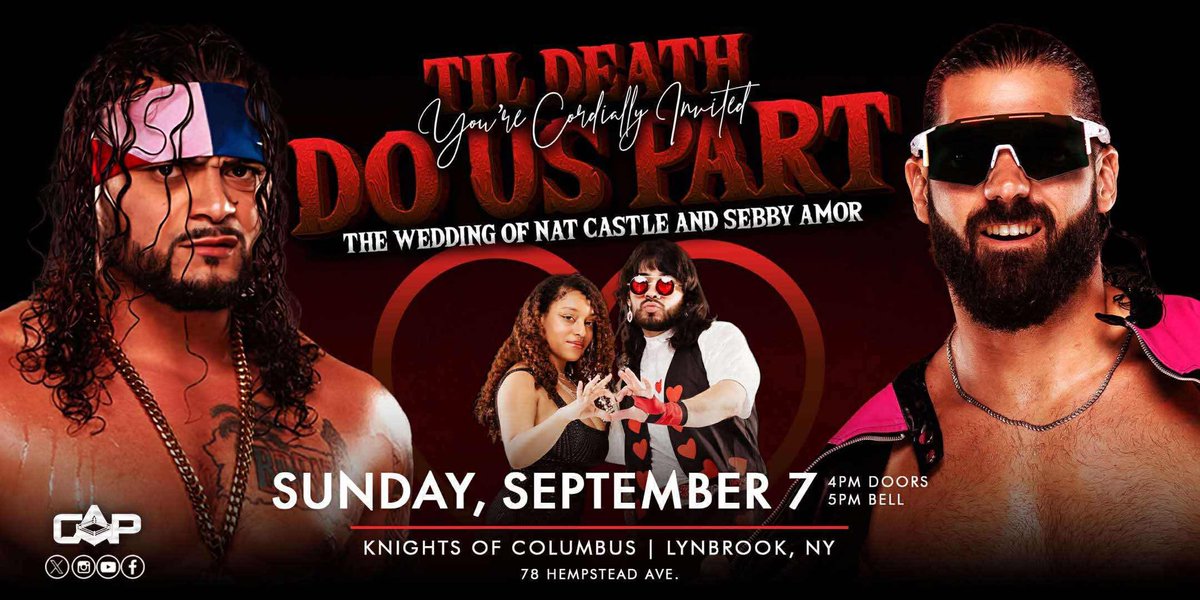 🎟️ TICKETS ON SALE NOW 🎟️

Be sure to get your tickets for #CAPTillDeathDoUsPart 9/7 in Lynbrook, NY right now! 

Witness the wedding of the century LIVE!

eventbrite.com/e/create-a-pro…