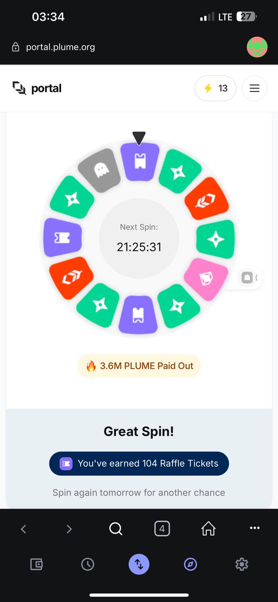 Got additional raffles today on <a href="/plumenetwork/">Plume - RWAfi Chain</a> daily spin

Let’s keep spinning