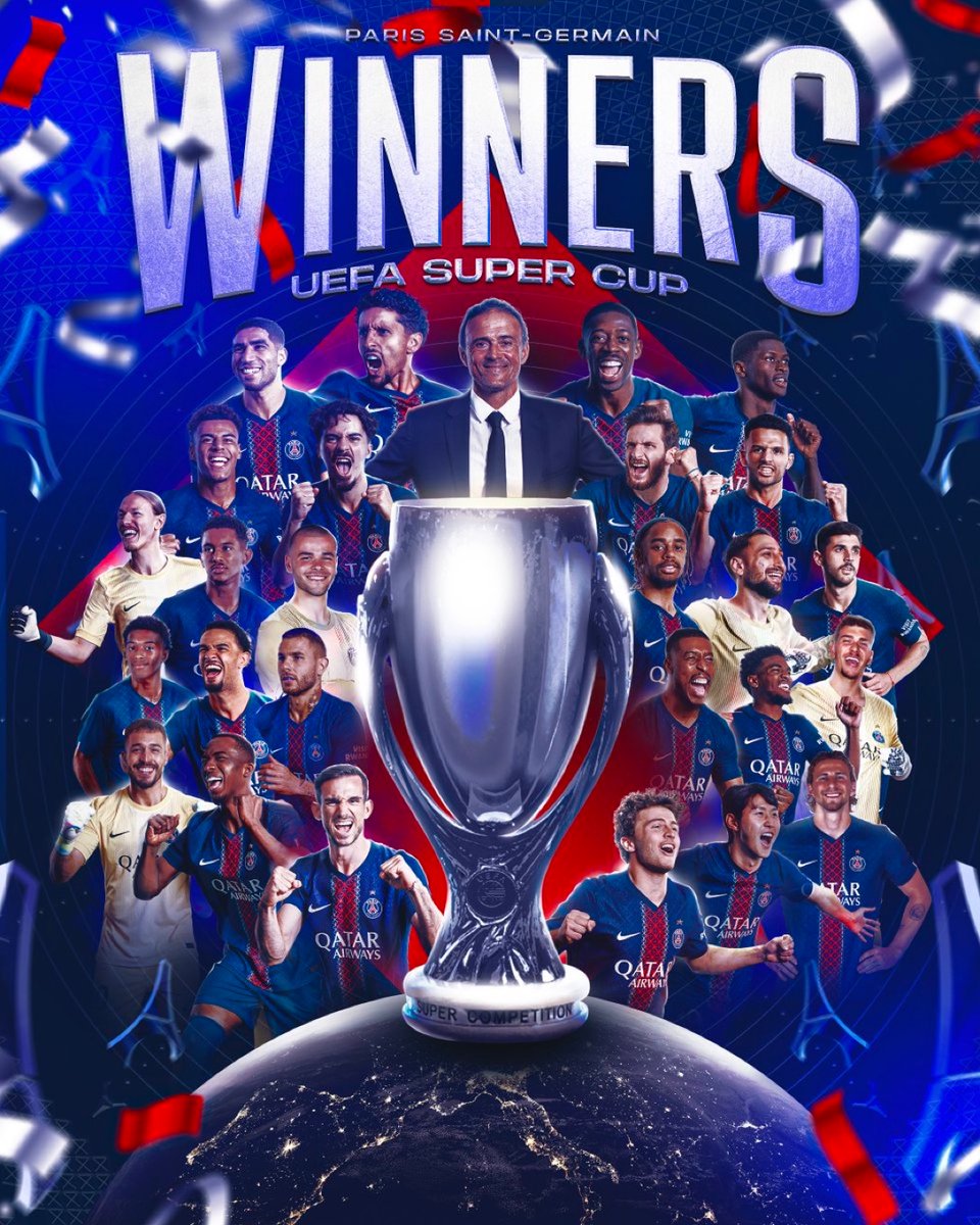CerfiaFR's tweet photo. 🚨🇫🇷⚽️ ALERTE INFO | Le PSG REMPORTE la Supercoupe d’Europe après sa victoire face à Tottenham.
 
📸 @PSG_inside https://t.co/OWOXRJ1mjD