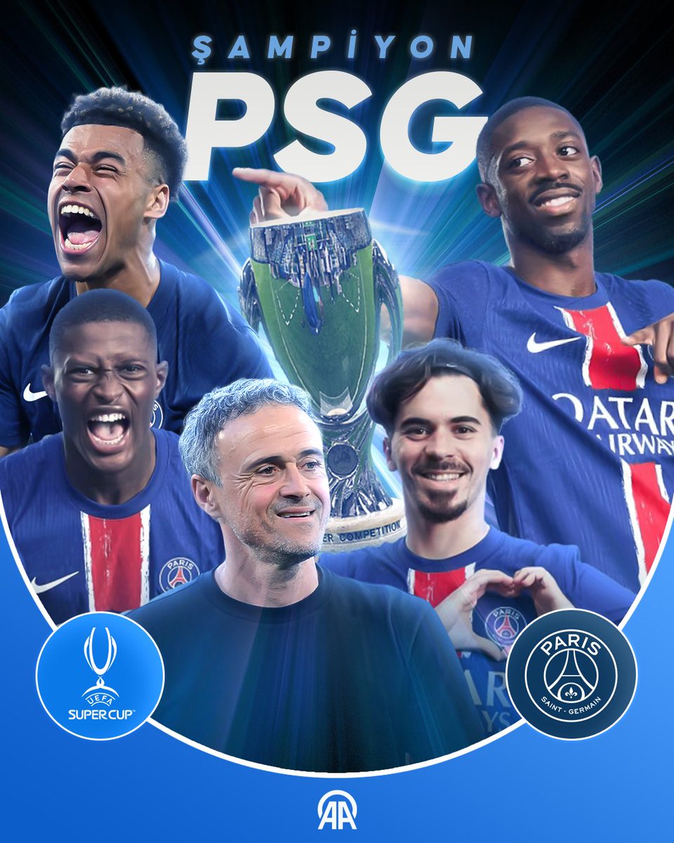 🏆 Kûpaya Super PSG'ê qezenç kir.
PSG, UEFA Süper Kupa'nın sahibi oldu.