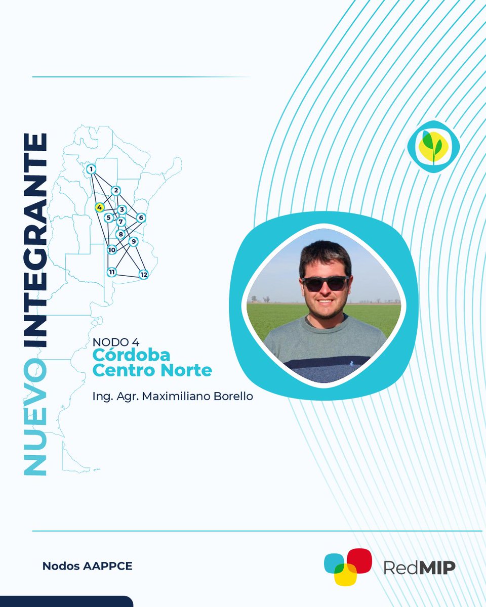 🆕 👏 AAPPCE amplía su presencia en el Nodo Córdoba Centro Norte.

Le damos la bienvenida a Maximiliano Borello, quien aportará datos de sus monitoreos en cultivos extensivos y que podrán consultar a partir del próximo #InformeRedMIP. 

#ElMonitoreoEnTodosLados #NodosAAPPCE
