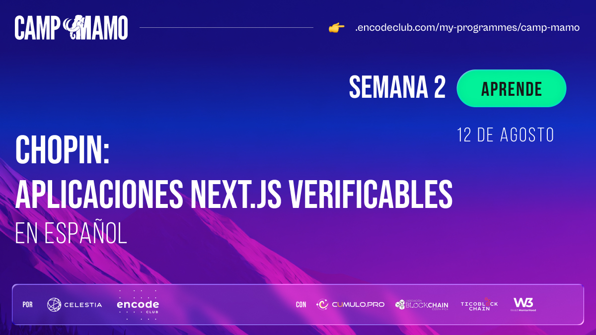 Cumulo (@cumulo_pro) on Twitter photo 🚀 Nuevo en nuestro Medium: Resumen del primer video de la segunda semana del #CampMamo de <a href="/celestia/">Celestia 🦣</a>
💡 Tema: <a href="/chopinframework/">Based Frédéric Chopin</a> — Aplicaciones Next.js verificables
📌 Puntos clave tratados en el artículo:
• Combina experiencia Web2 con seguridad Web3
• Middleware que 🚀 Nuevo en nuestro Medium: Resumen del primer video de la segunda semana del #CampMamo de <a href="/celestia/">Celestia 🦣</a>
💡 Tema: <a href="/chopinframework/">Based Frédéric Chopin</a> — Aplicaciones Next.js verificables
📌 Puntos clave tratados en el artículo:
• Combina experiencia Web2 con seguridad Web3
• Middleware que