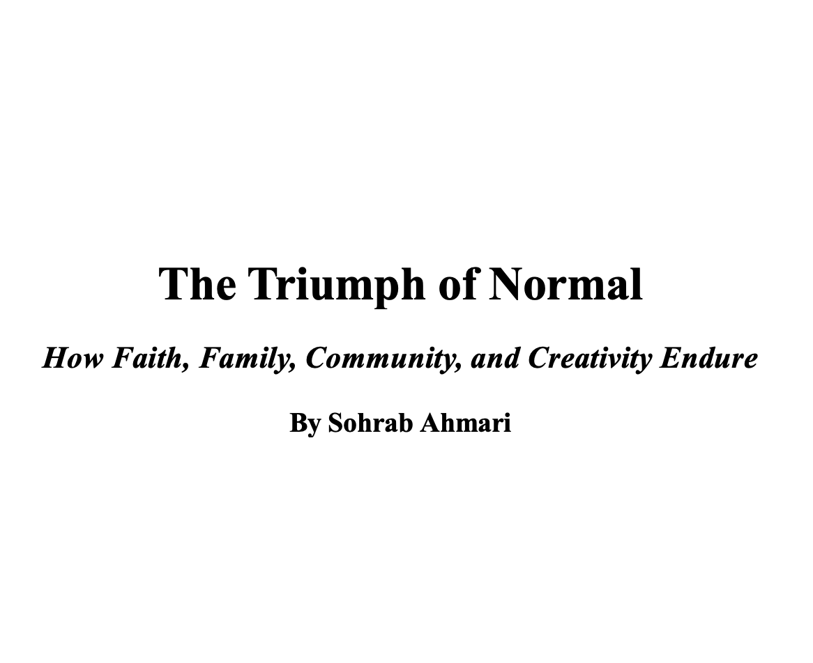 SohrabAhmari's tweet photo. Another one of these, almost done.
#JustBeNormal https://t.co/dFcZKLxGM1