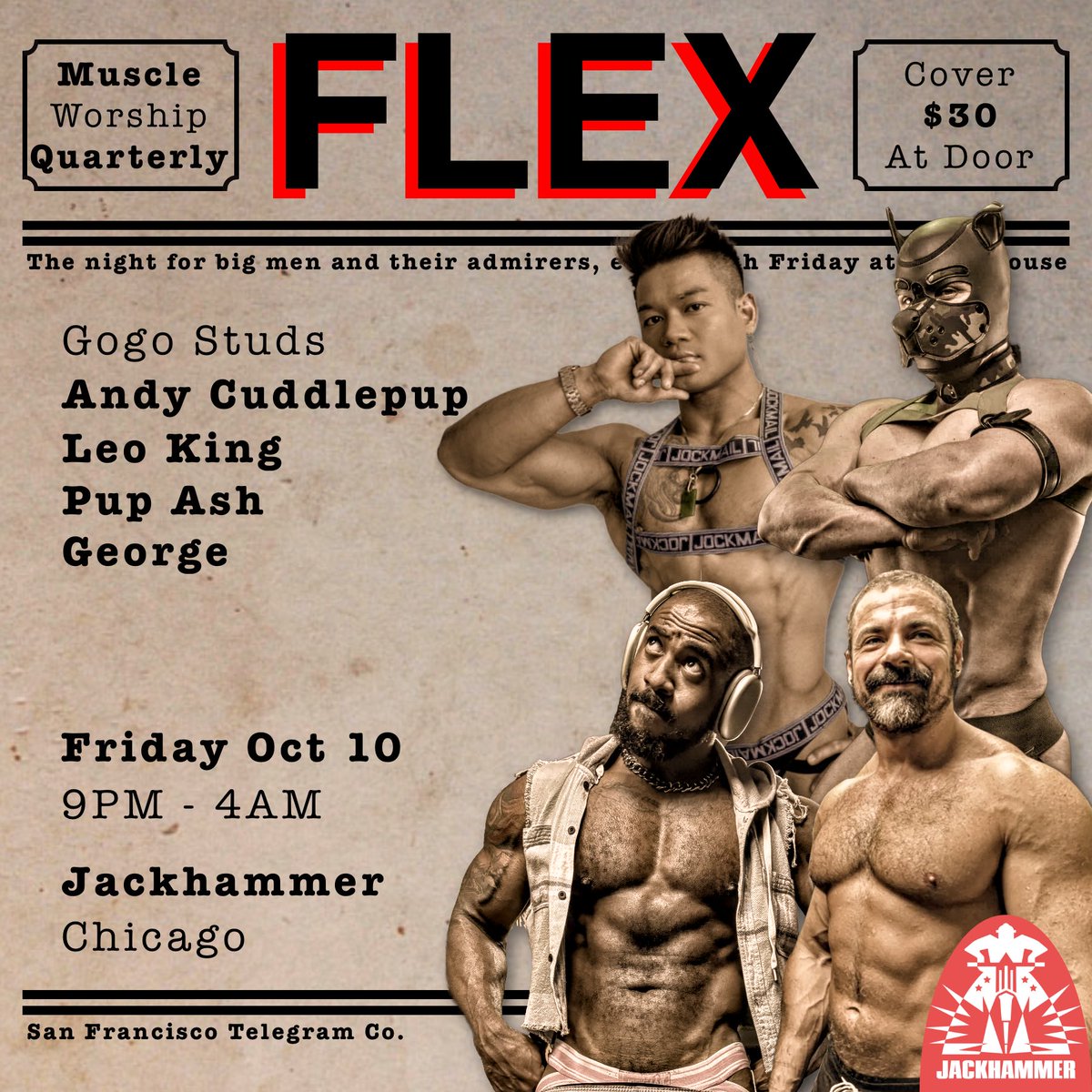 FlexPartySF's tweet image. FLEX returns to @Jackhammer_Chgo October 10th for more Midwest muscle action. Tickets are available now at: eventbrite.com/e/flex-on-tour…  #muscleworship #muscleappreciation #musclefetish #touchmymuscles #flex