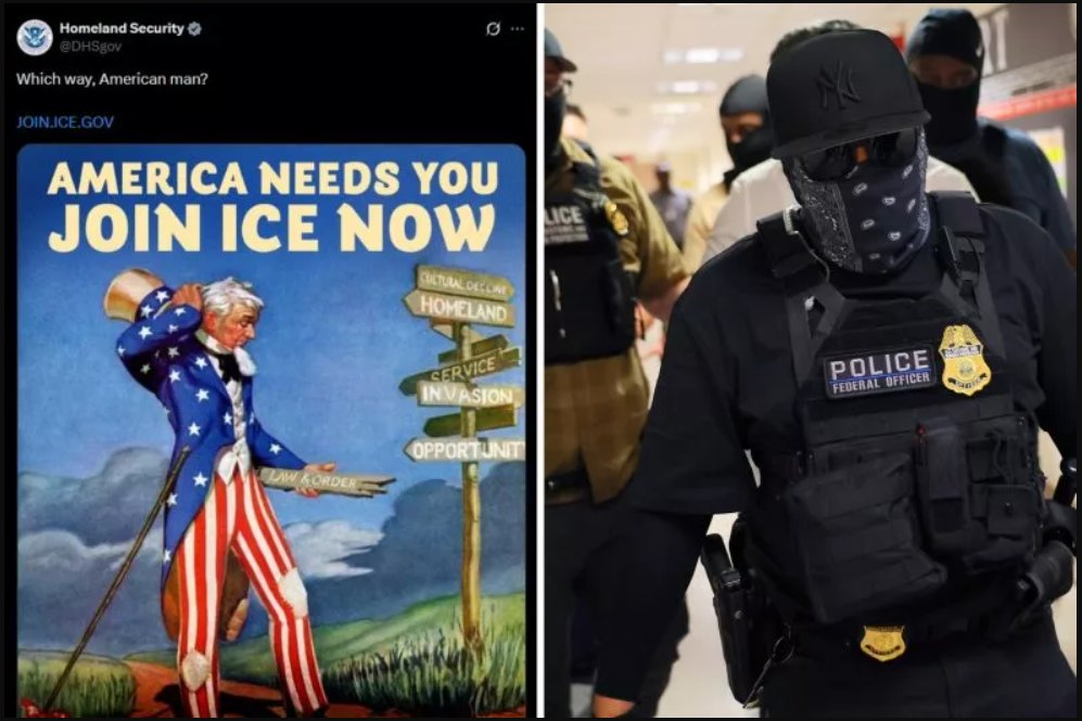 AAAJ_AAJC's tweet image. ICE & DHS are echoing white supremacist rhetoric & using masked, unmarked raids like extremist groups. This fuels hate & endangers communities. End masked raids. Require clear ID. Confront extremism. Transparency isn’t optional.
bit.ly/3XeZyCy
📸: DHS/Getty Images