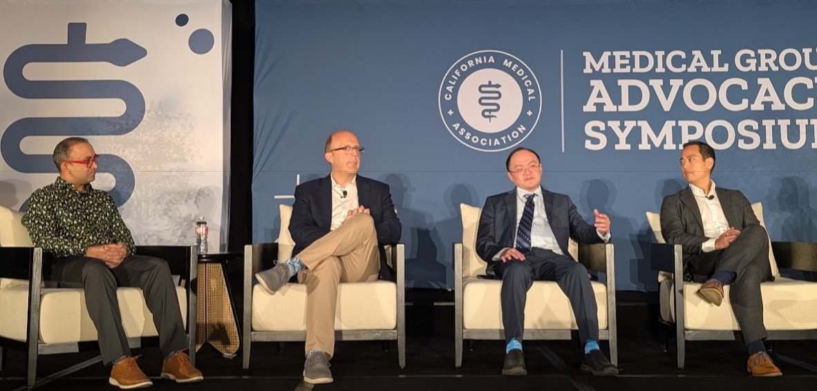 CMAdocs's tweet photo. Can AI deliver? Now hearing from Dr. Manoj Mittal (VerityMD Inc.), CMA's VP of HIT, David Ford (@theehrnerd), @DrSteveWang, Chair of CMA's Subcommittee on Health IT, and Dr. K Nakagawa (@UCSDHealth) about how physicians & health systems are adopting #ArtificialIntelligence. https://t.co/Q9gba3llOO