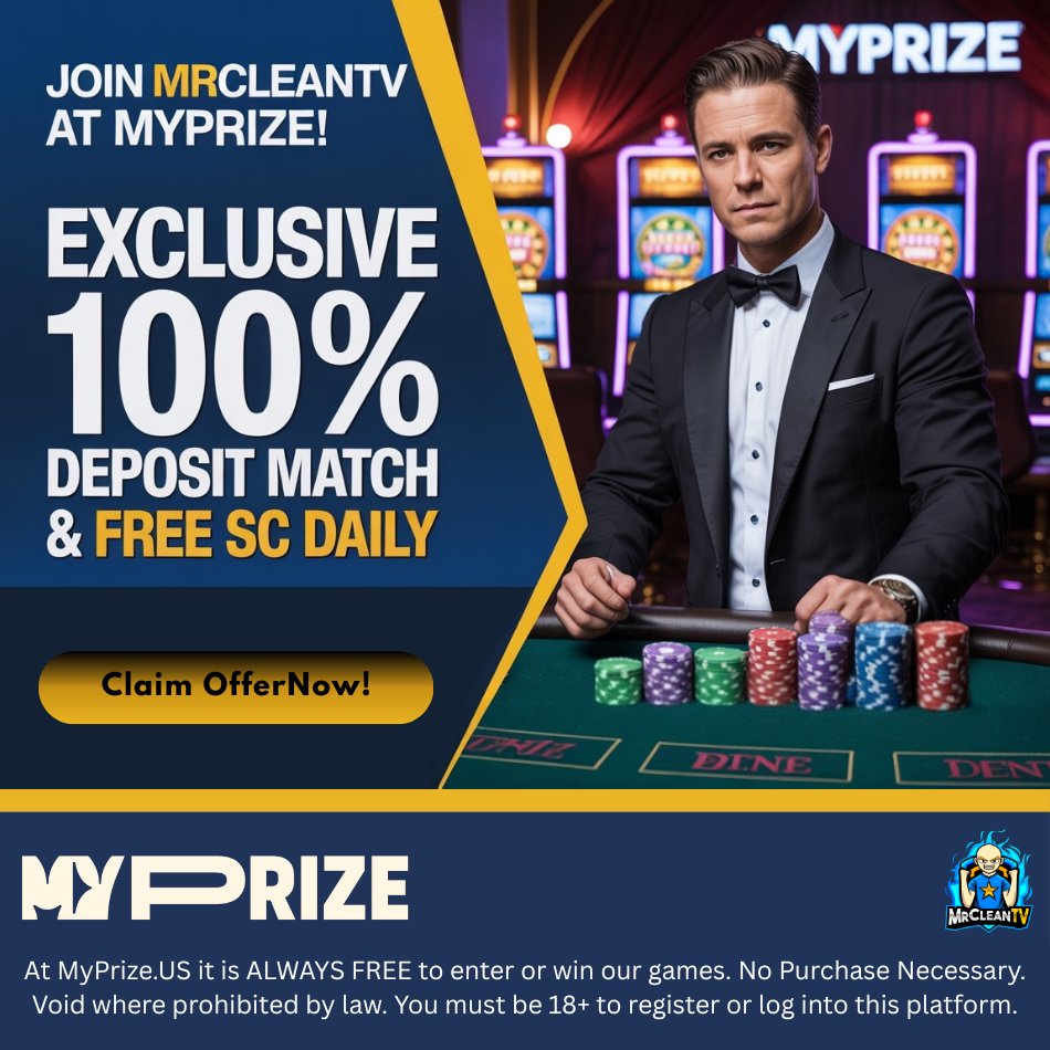 Get yourself a Free $5 SC and 100% Deposit Match Exclusively only when you use my link to signup!! 

bit.ly/CleanXBonus

#Giveaway #FreeMoney