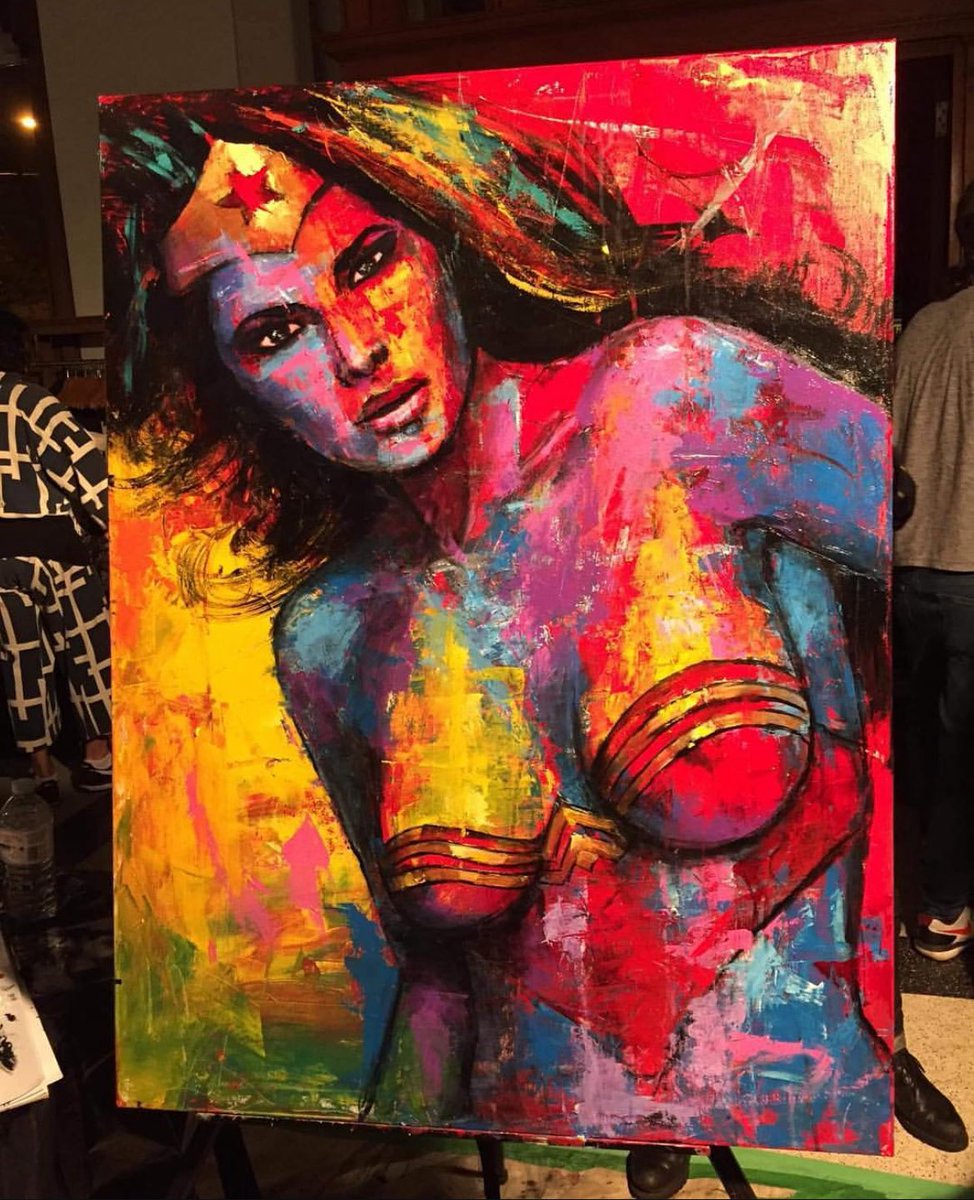 **SOLD** Great night painting live at battle of the brush tonight. My friend tonychiang.art Tony and I took the win! #battleofthebrush #competition #art #artwork #artist #teamwork #painting #wonderwoman #superhero #portrait #figure #hot #fineart