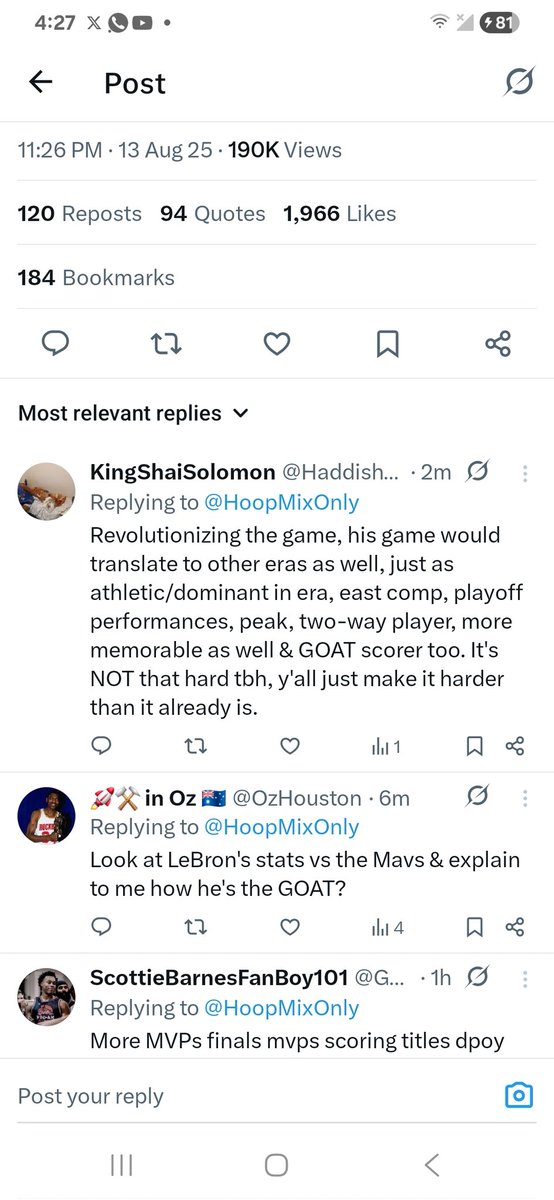 HaddishDan's tweet image. #NickWright Ok Nick W: Resume, peak numbers, imprint on the game, era translation, athleticsism/dominance, east comp, playoff performer, peak, two-way play (just as good offensively, slightly better defensively), just as durable, MORE memorable as well &amp;amp; MJ&apos;s the GOAT scorer.