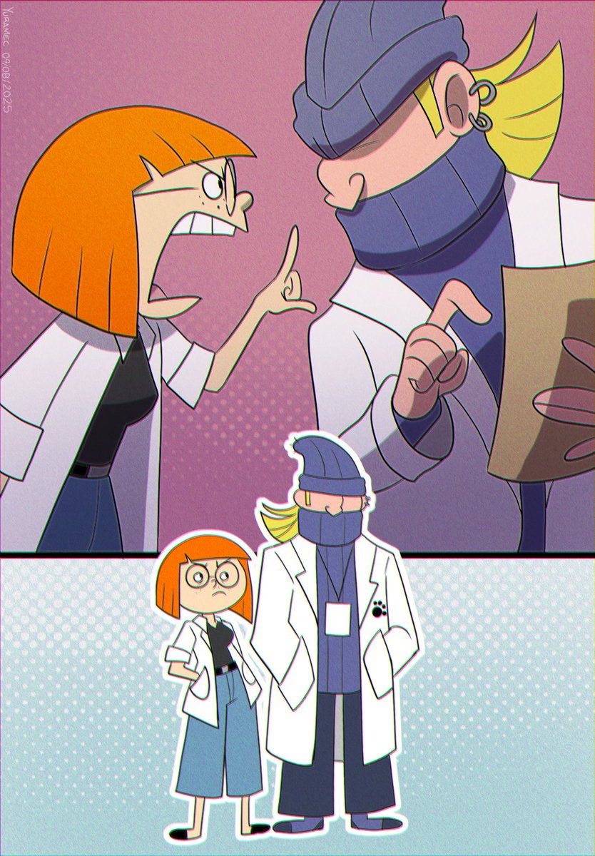 I rememberd "Tracey Macbean". An old and kinda obscure cartoon that I used to like very much. Jim and Tracey, I ship them till this day.

So anyways, here is a little AU where everyone is an adult now. Tracey still inventing stuff, while Jim is a veterinarian.
#traceymcbean