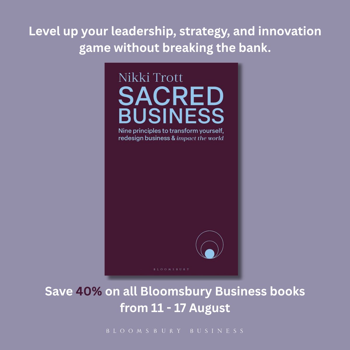 Sacred Business by Nikki Trott is now on sale! 💜 

Discover 9 transformative ways to align purpose with profit—and help heal the planet. A must-read for conscious entrepreneurs and leaders. 

Get your copy with 40% off this week!