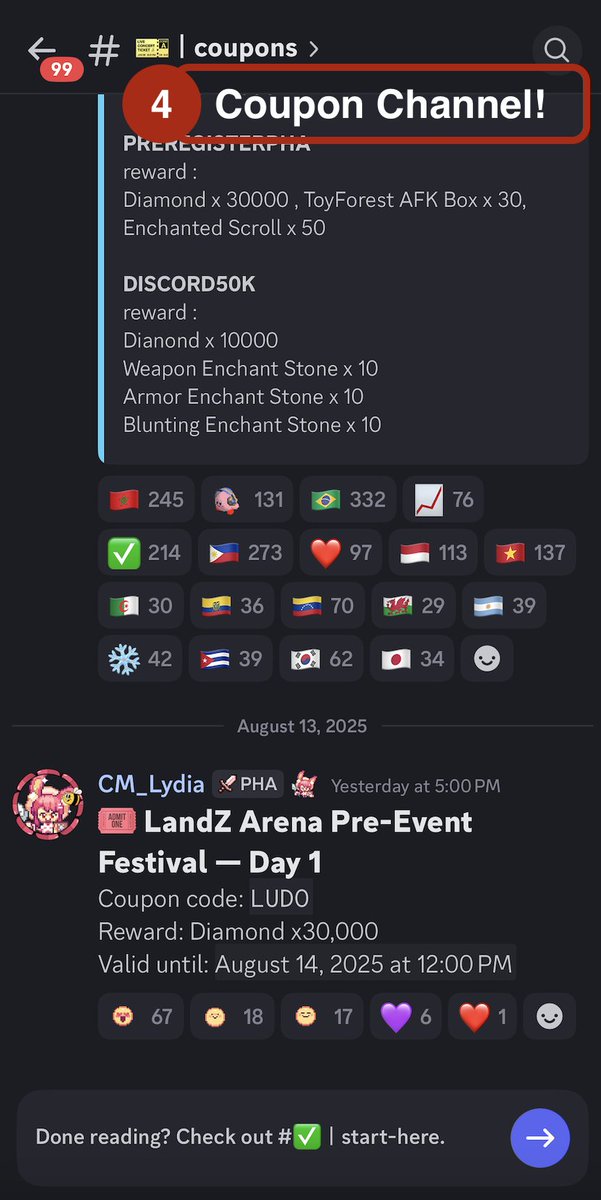 CROSS PLAY (@crossplay_xyz) on Twitter photo <a href="/PixelHeroesMMO/">Pixel Heroes Adventure</a> Tip #3: How to Find the Coupon on Discord!
1⃣ Join Pixel Heroes Adeventure Discord and click on the channel tab.
🔗 discord.com/invite/pixelhe…
2⃣ Check the box next to 'Show All Channels'
3⃣ On the left side, you will find 'coupons' channel! <a href="/PixelHeroesMMO/">Pixel Heroes Adventure</a> Tip #3: How to Find the Coupon on Discord!
1⃣ Join Pixel Heroes Adeventure Discord and click on the channel tab.
🔗 discord.com/invite/pixelhe…
2⃣ Check the box next to 'Show All Channels'
3⃣ On the left side, you will find 'coupons' channel!