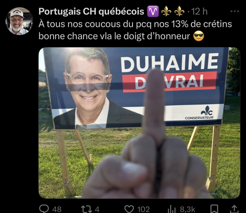 Voilà le genre de personne votant PQ 🧻 qui veulent faire du Quebec un pays 🤦‍♂️🤦‍♂️🤦‍♂️oufffff ont est dans marde 💩