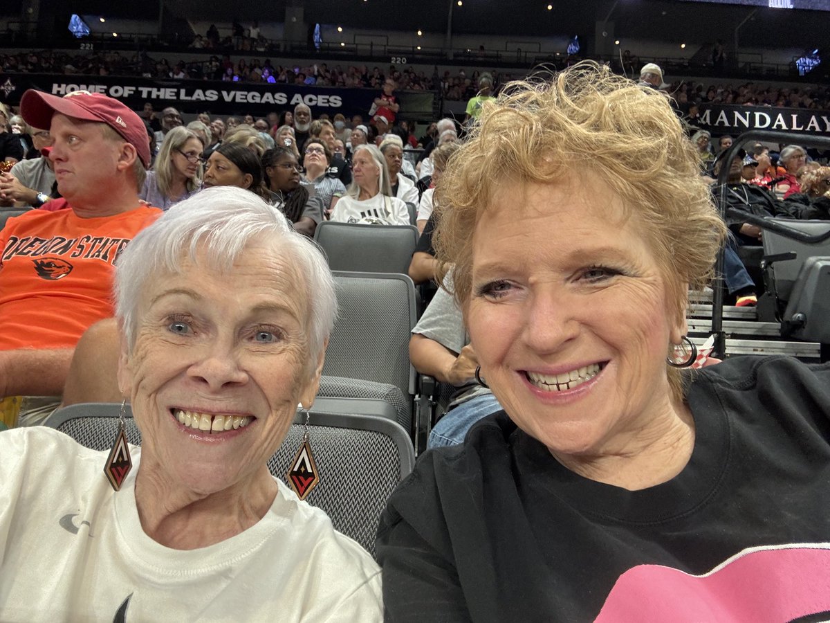 TheAuntieTut's tweet photo. #ALLINLV  Back in The House with Gina Martin to watch our Las Vegas Aces take on the Liberty! #GOACESGO ‼️ https://t.co/8vuFdXsEV5