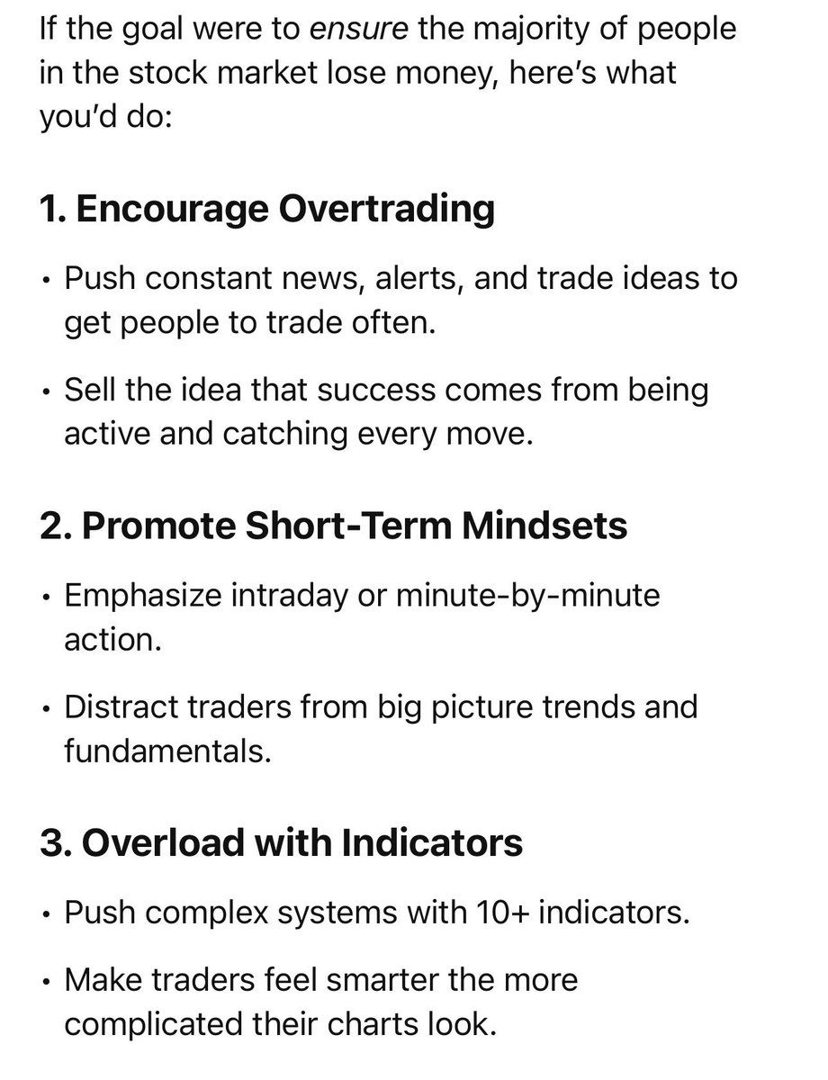 NickSchmidt's tweet photo. I asked ChatGPT if you had to guarantee most market participants lose money, how would you do it? https://t.co/FOXPeTub6P