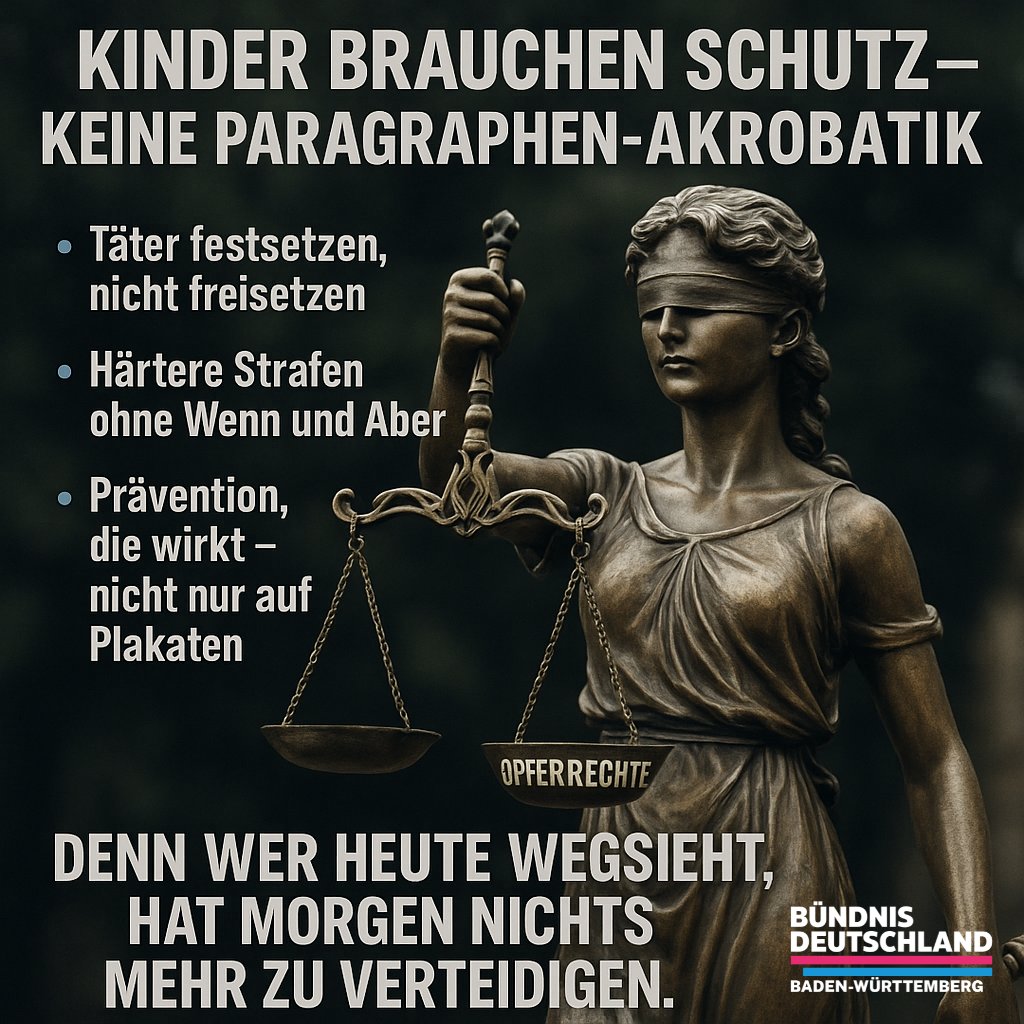 #NullToleranz #Kinderschutz #Rechtsstaat #BündnisDeutschland #Kriminalität #SicherheitJetzt #StopptDieGewalt #Opferschutz #Deutschland